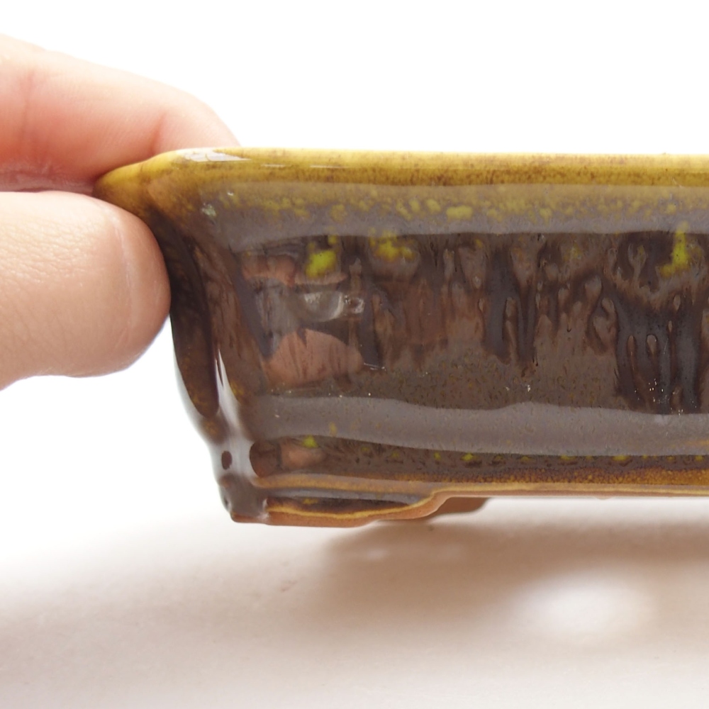 Ceramic bonsai bowl 13 x 10,5 x 4 cm, color yellow