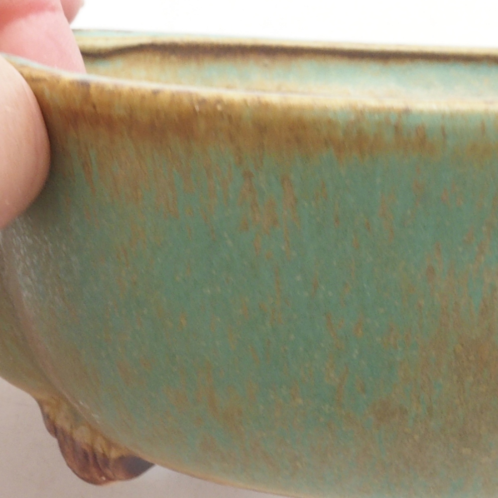 Ceramic bonsai bowl 13 x 12,5 x 5 cm, color green
