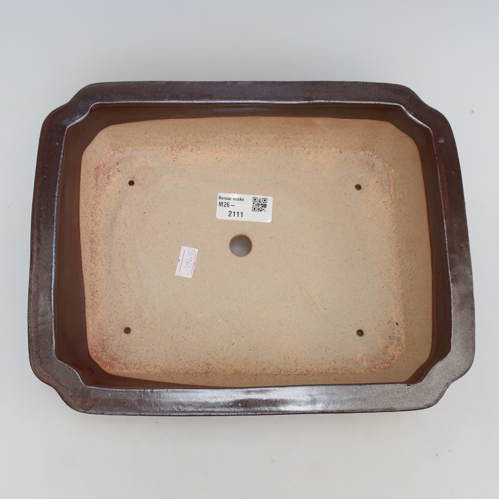 Ceramic bonsai pot, 27.5 x 21.5 x 7 cm, burgundy
