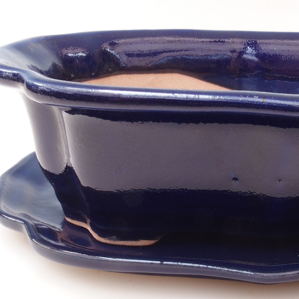 Bonsai pot + saucer H51 - 18x14x5 cm - blue