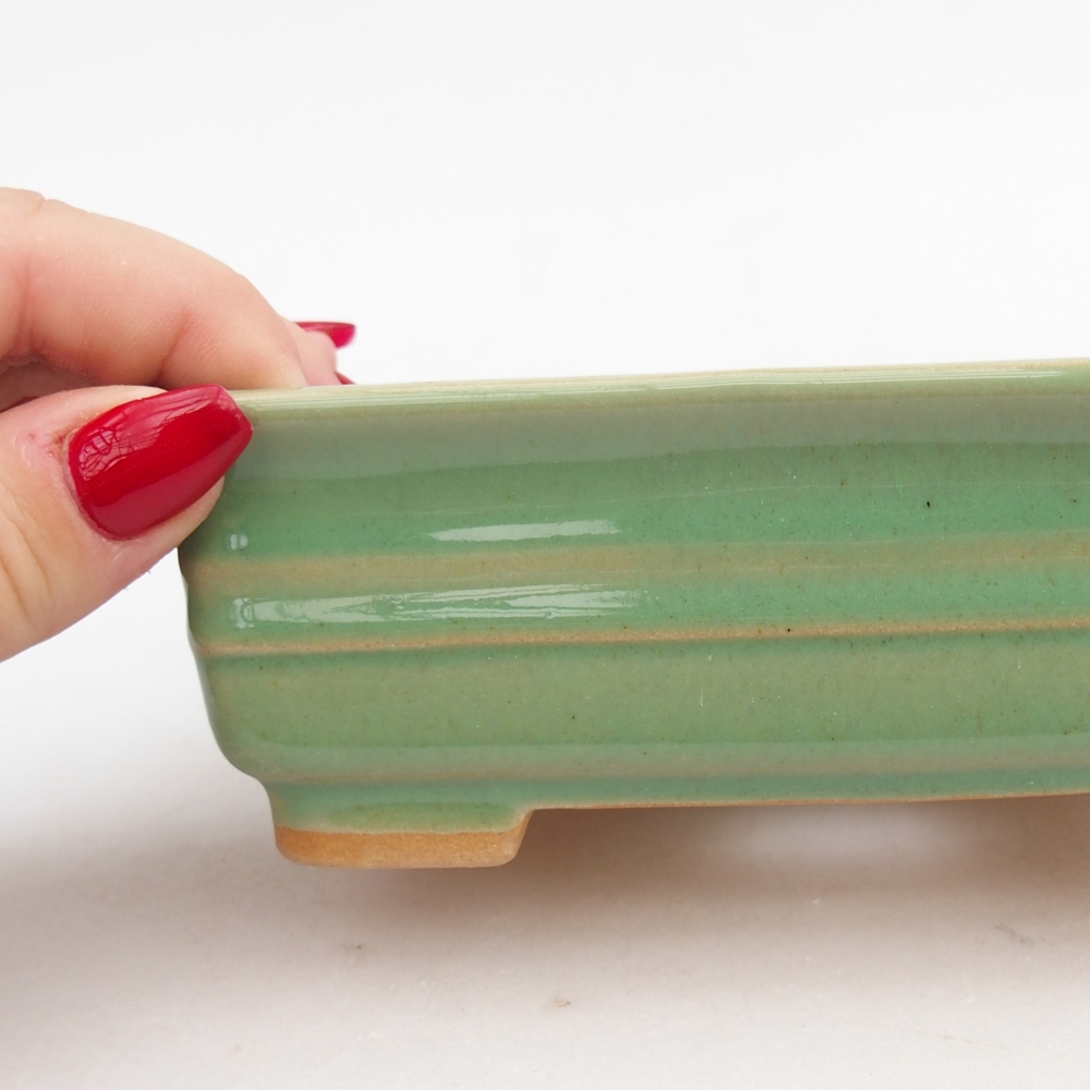 Ceramic bonsai bowl 13,5 x 10 x 4,5 cm, green