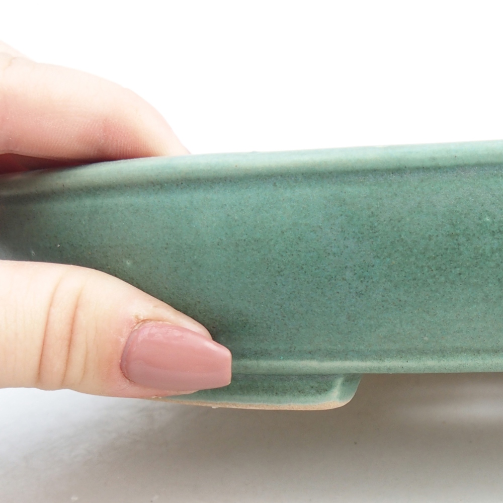 Ceramic bonsai bowl 24,5 x 20 x 4 cm, green
