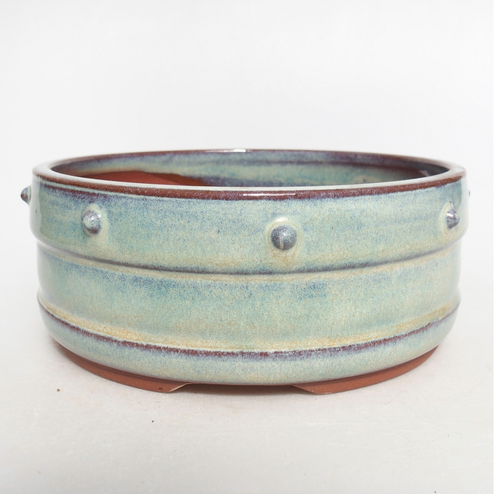 Ceramic bonsai bowl 17 x 17 x 6,5 cm, green