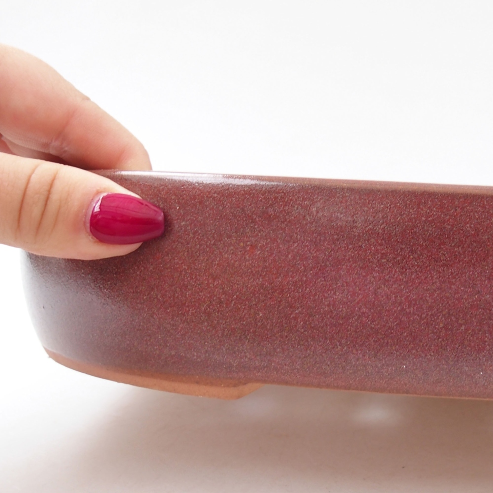 Ceramic bonsai bowl 25,5 x 22 x 8 cm, color burgundy