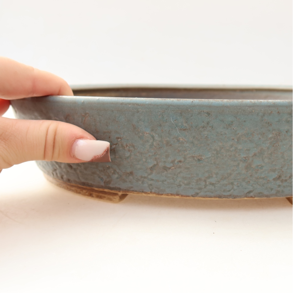 Ceramic bonsai pot, 27 x 24 x 6 cm, blue