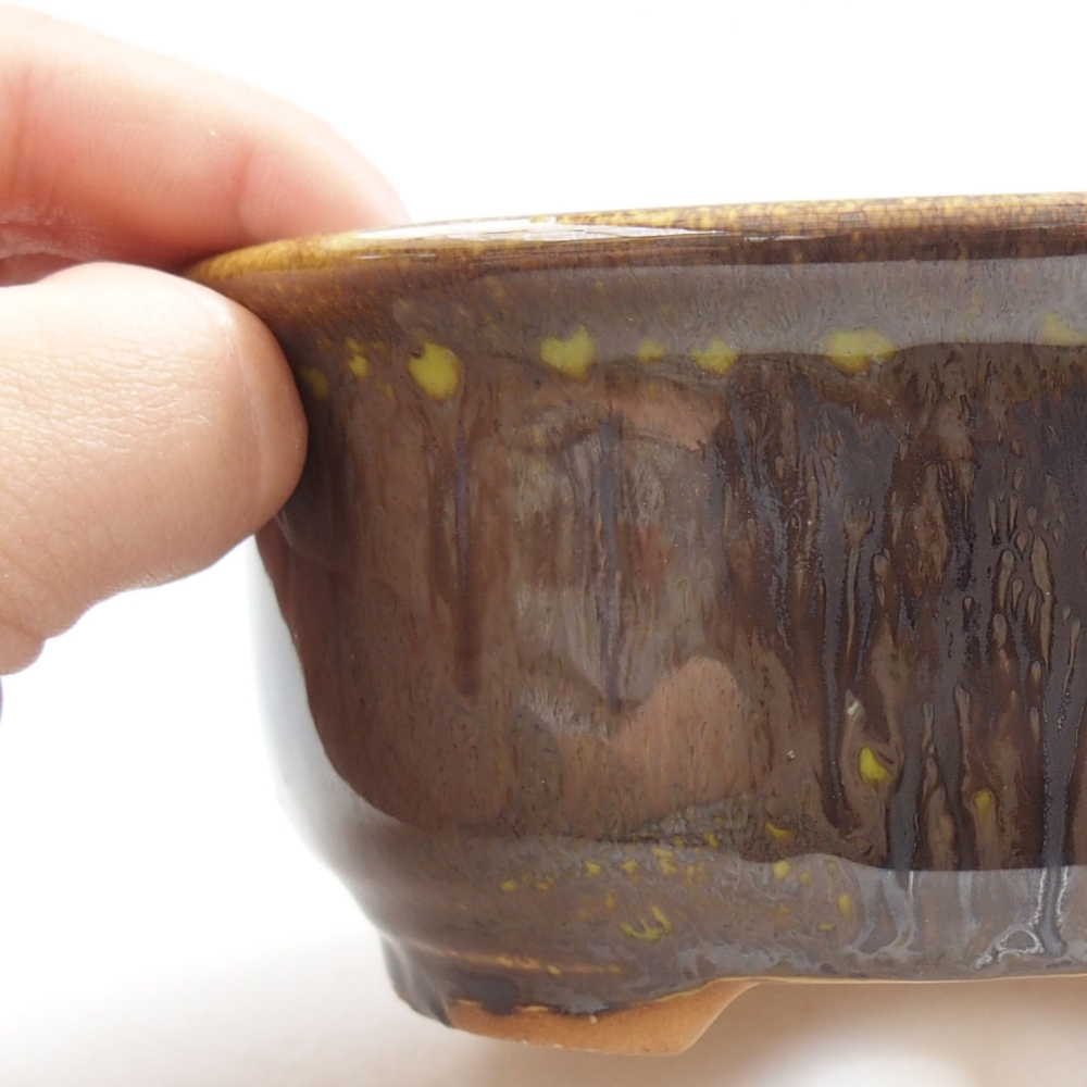 Ceramic bonsai bowl 12,5 x 10,5 x 5,5 cm, color yellow
