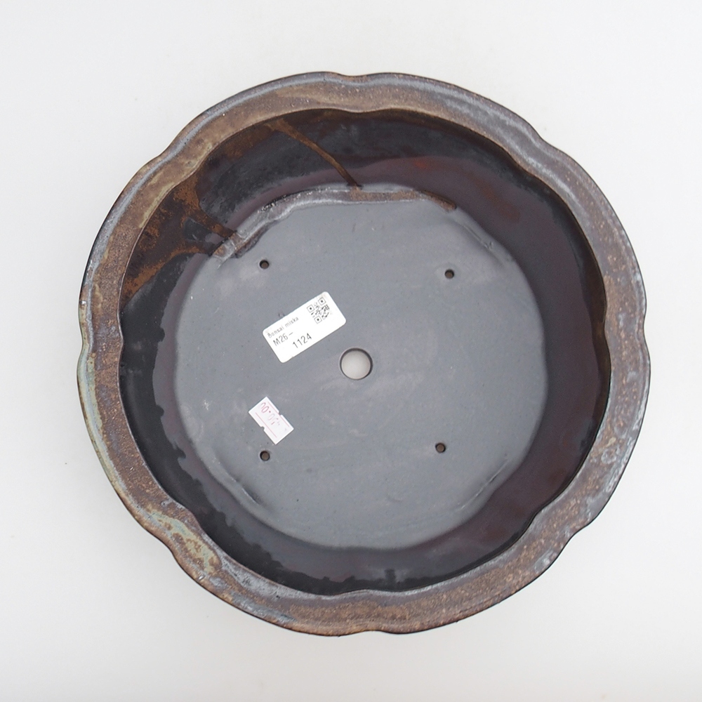 Ceramic bonsai bowl 26 x 26 x 8 cm, metal colour