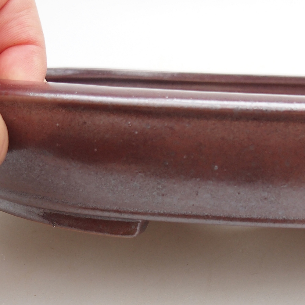 Ceramic bonsai bowl 24 x 19,5 x 4 cm, burgundy