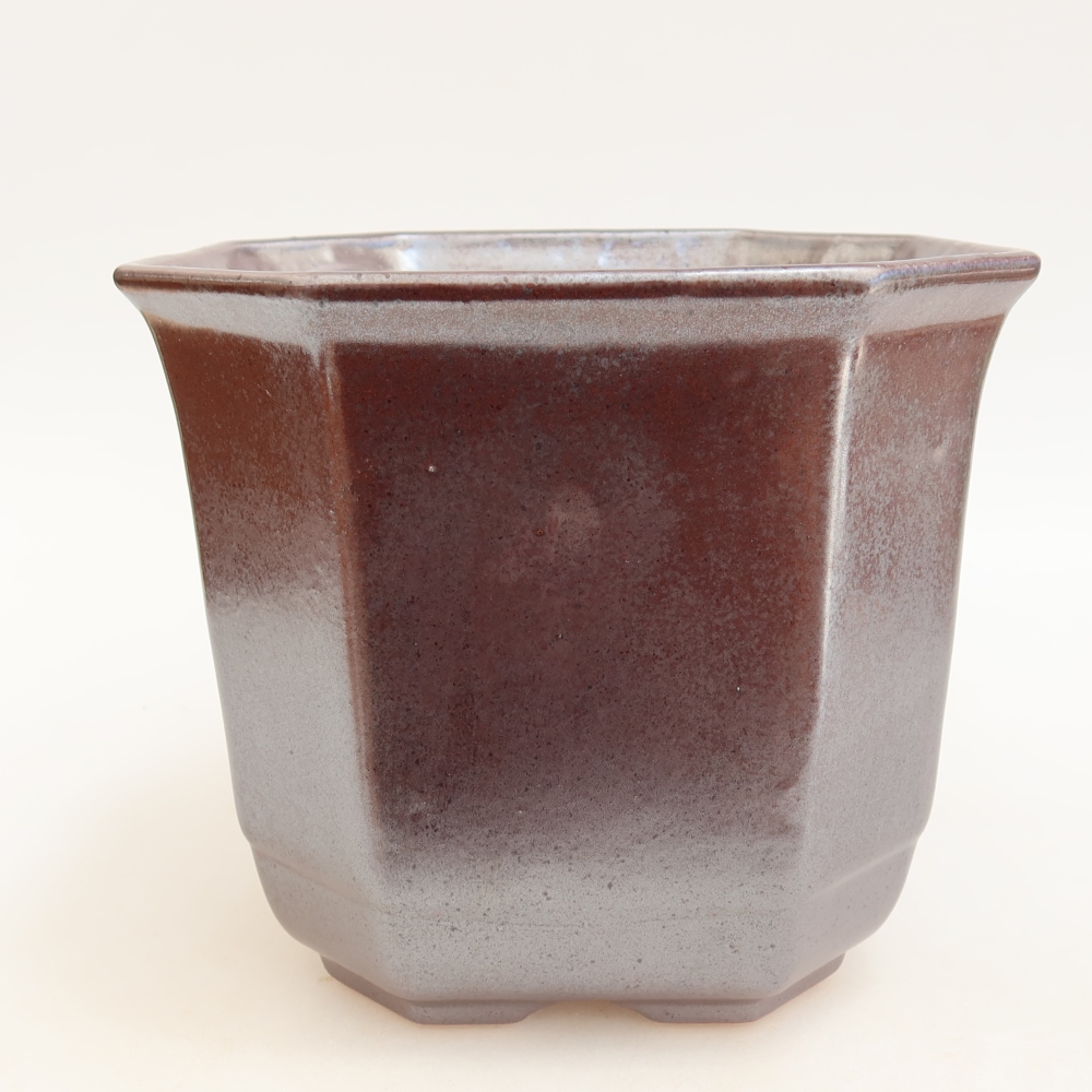 Ceramic bonsai pot, 17.5 x 17.5 x 15.5 cm, metallic color