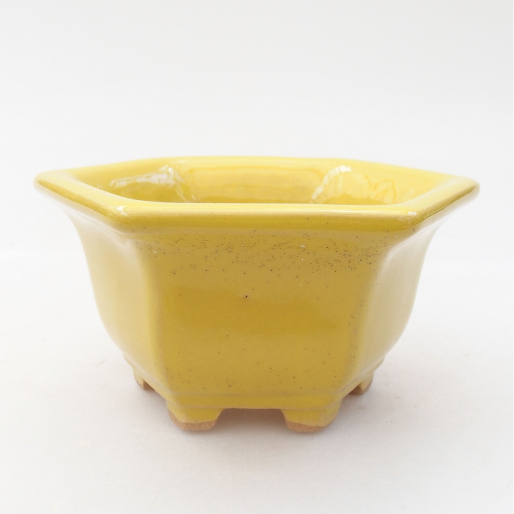 Ceramic bonsai bowl 10,5 x 9,5 x 5,5 cm, color yellow