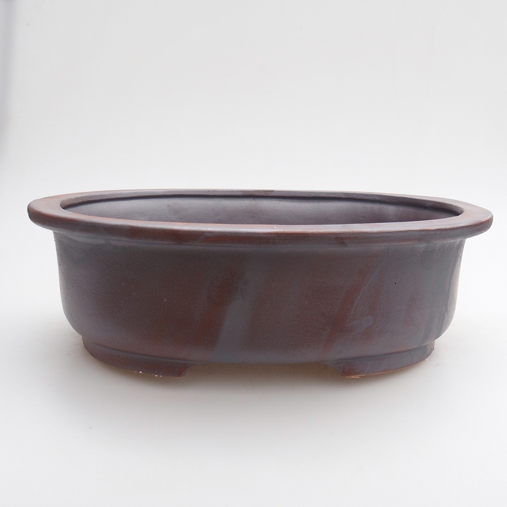 Ceramic bonsai bowl 25 x 20,5 x 8 cm, metal colour