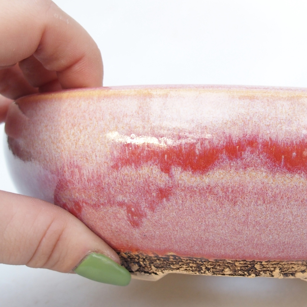 Ceramic bonsai bowl 18,5 x 18,5 x 6 cm, pink