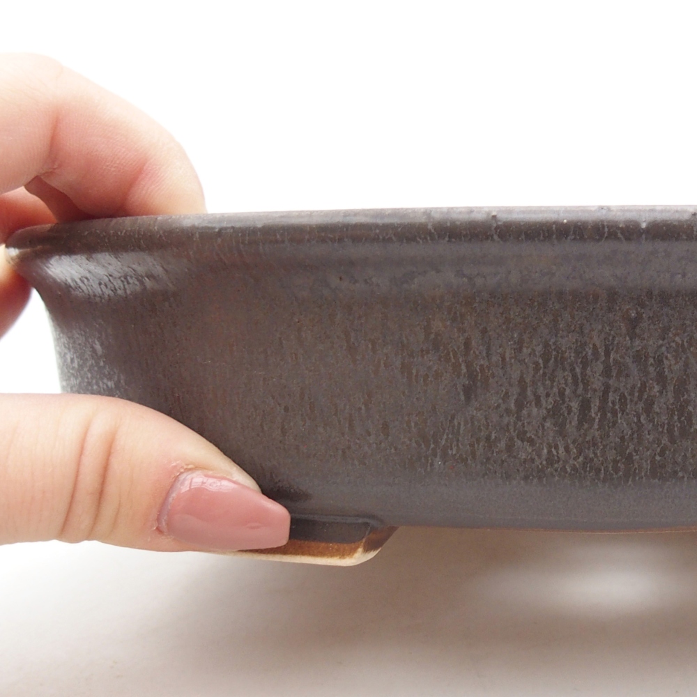 Ceramic bonsai bowl 21 x 19 x 8 cm, brown