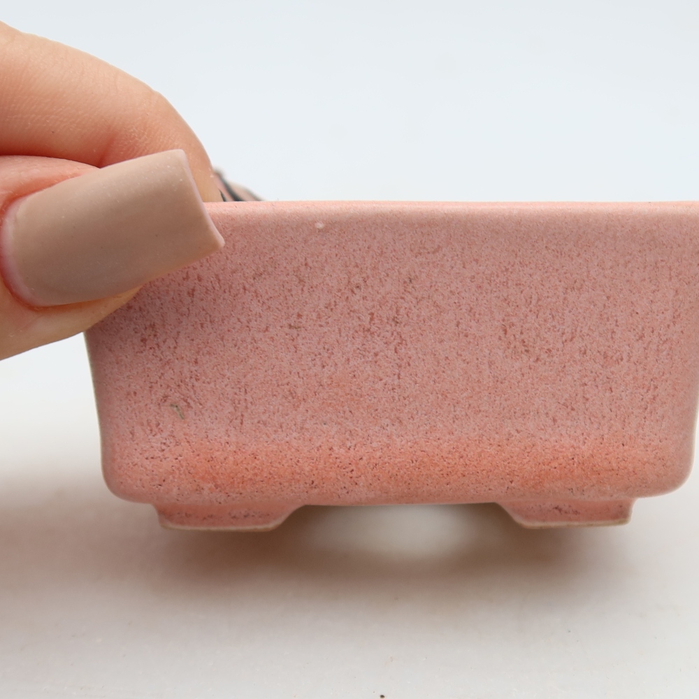 Ceramic bonsai pot, 7 x 7 x 3.5 cm, pink