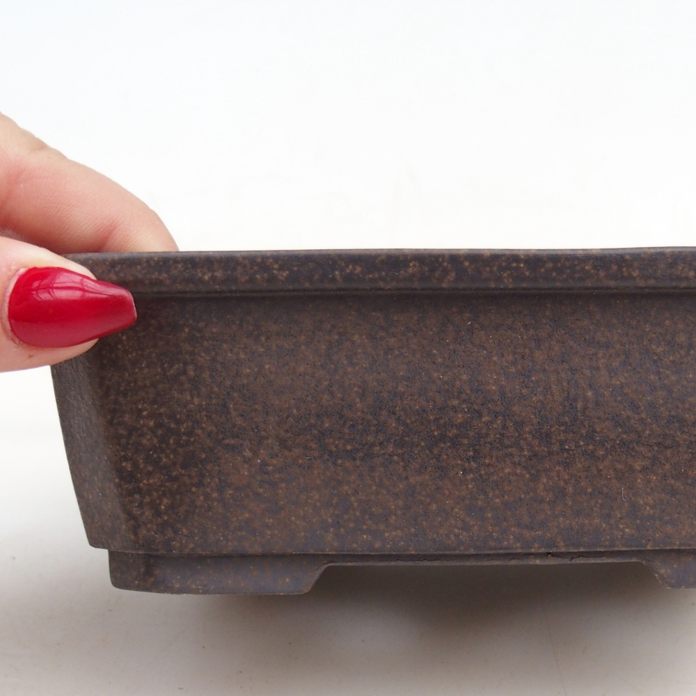 Ceramic bonsai bowl 15 x 11 x 5 cm, brownish ochre