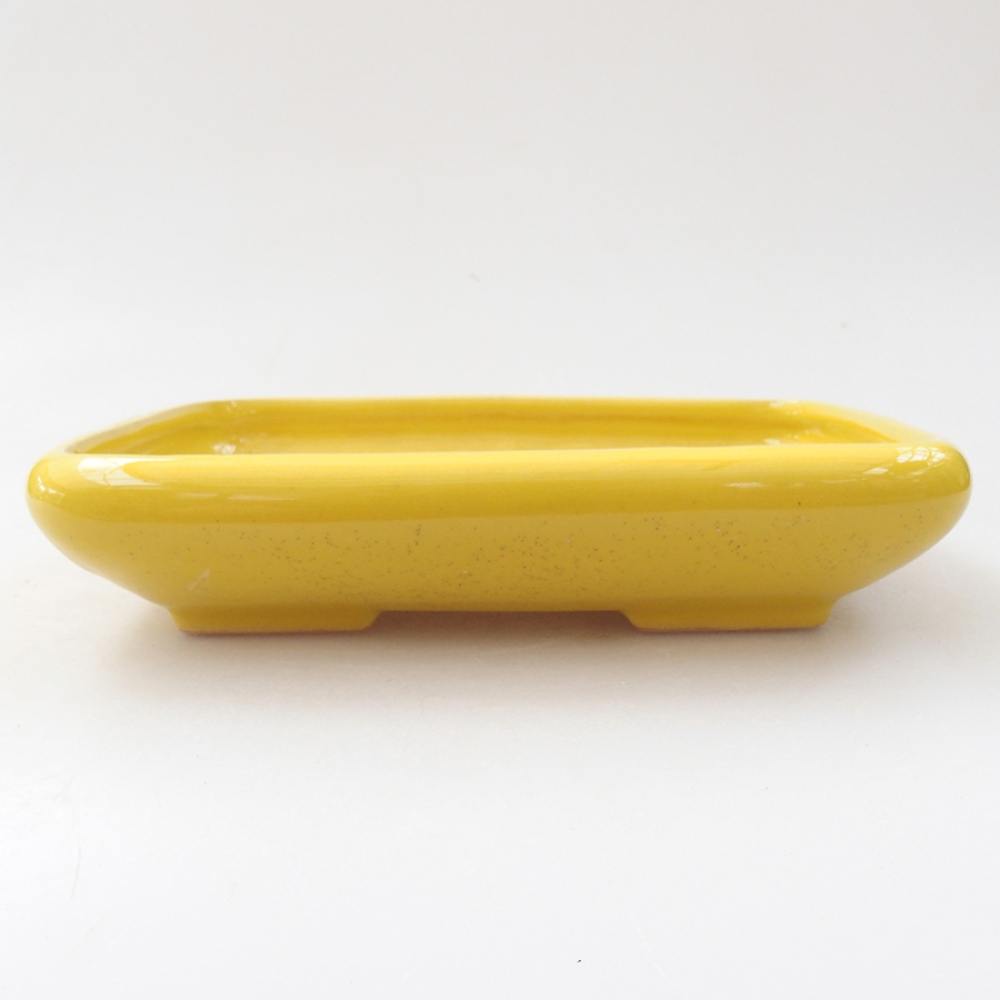 Ceramic bonsai bowl 17 x 13,5 x 3,5 cm, color yellow