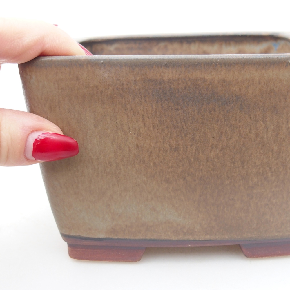 Ceramic bonsai bowl 12,5 x 12,5 x 8 cm, brown