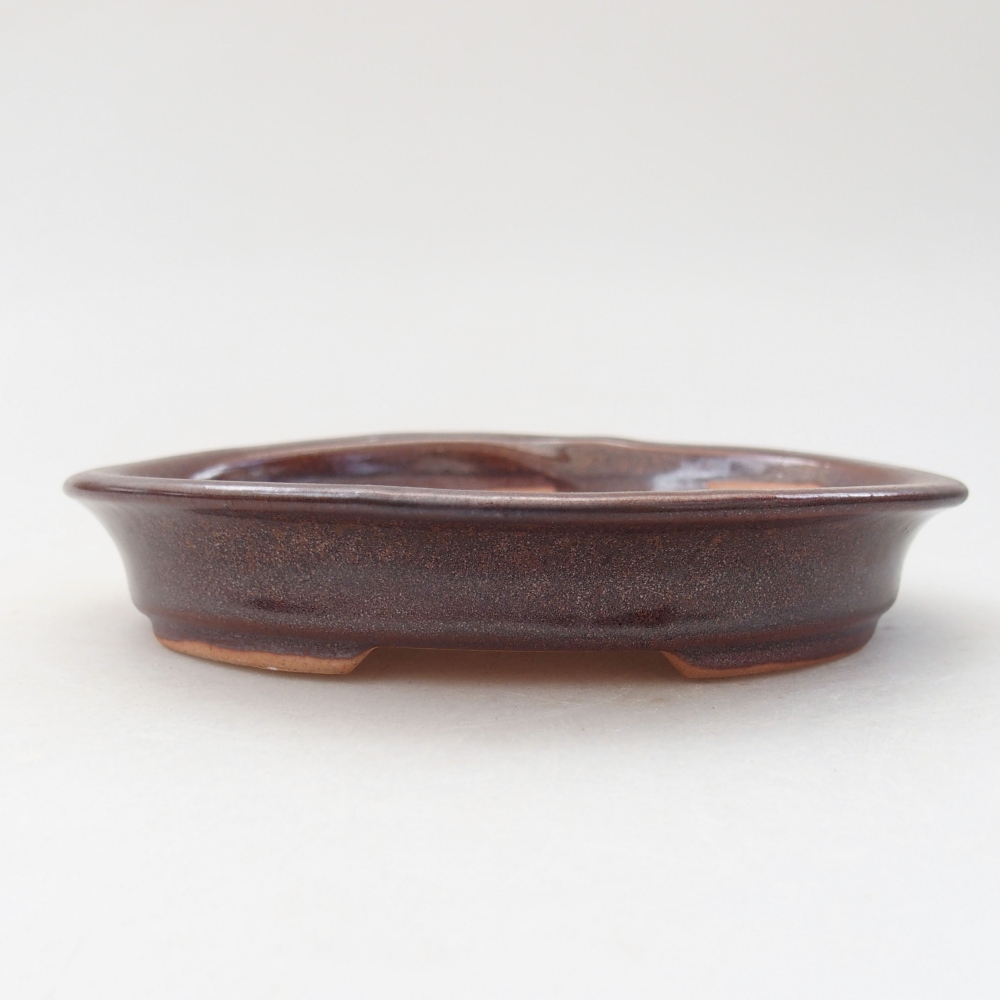 Ceramic bonsai bowl  12,5 x 10,5 x 2 cm, color brown