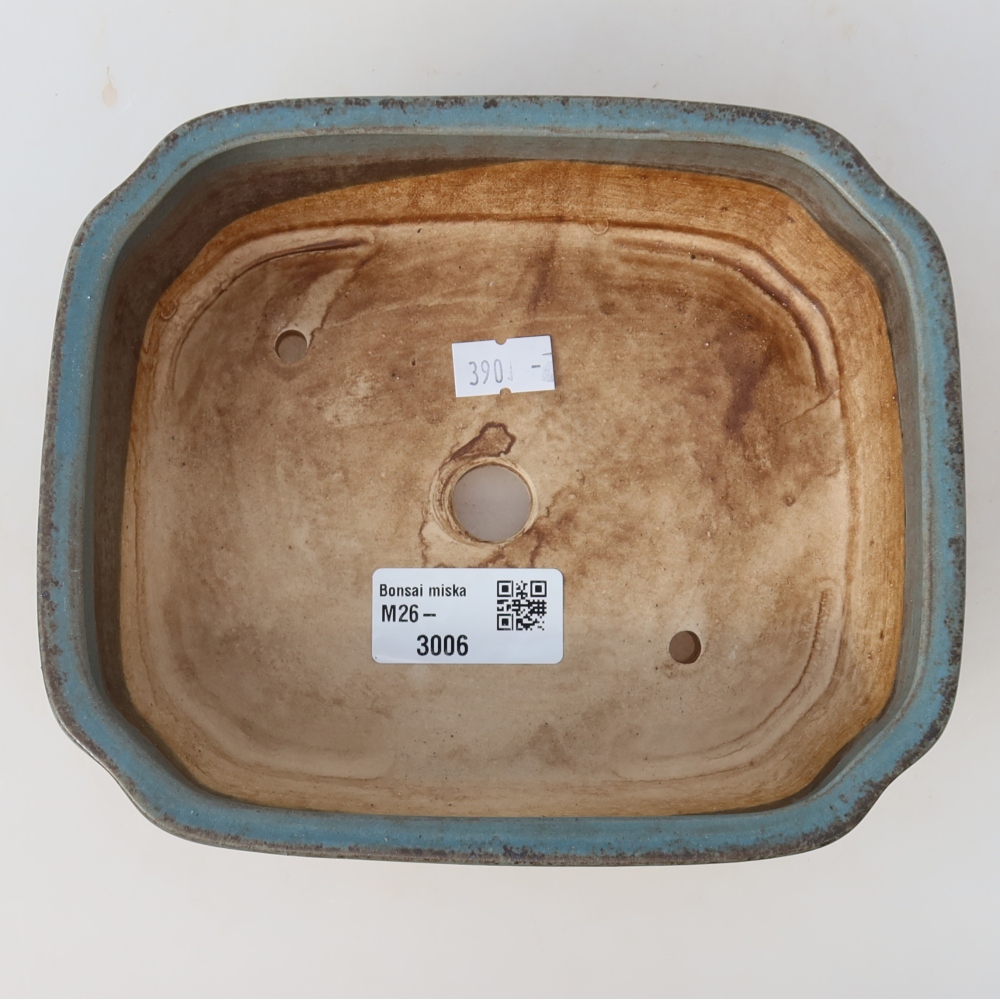 Ceramic bonsai pot, 17.5 x 14.5 x 5 cm, blue