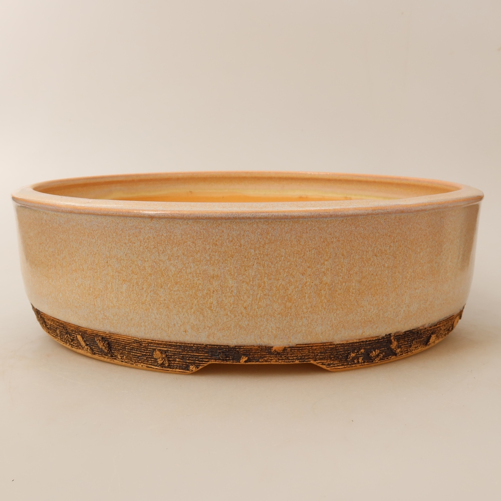 Ceramic bonsai pot, 27.5 x 27.5 x 7.5 cm, beige