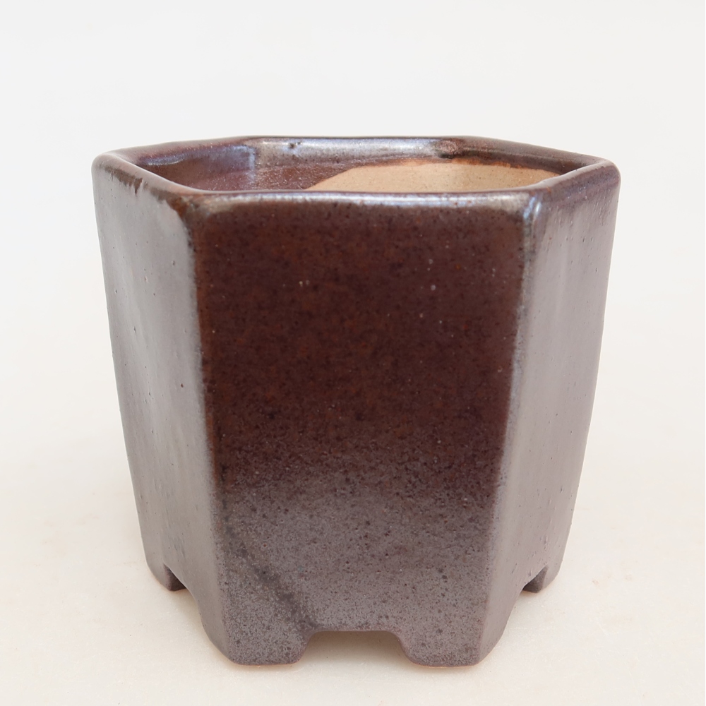 Ceramic bonsai pot, 9 x 8 x 8 cm, brown