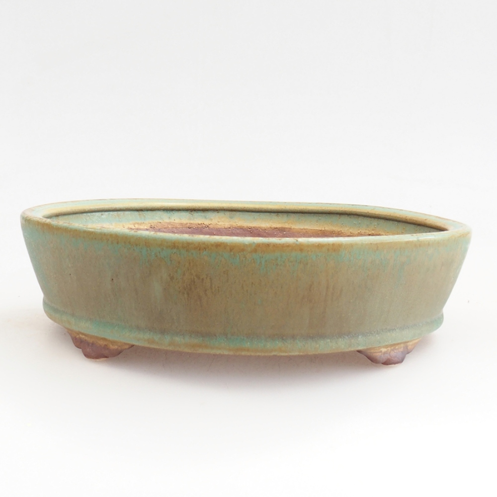 Ceramic bonsai bowl 21 x 21 x 5,5 cm, green
