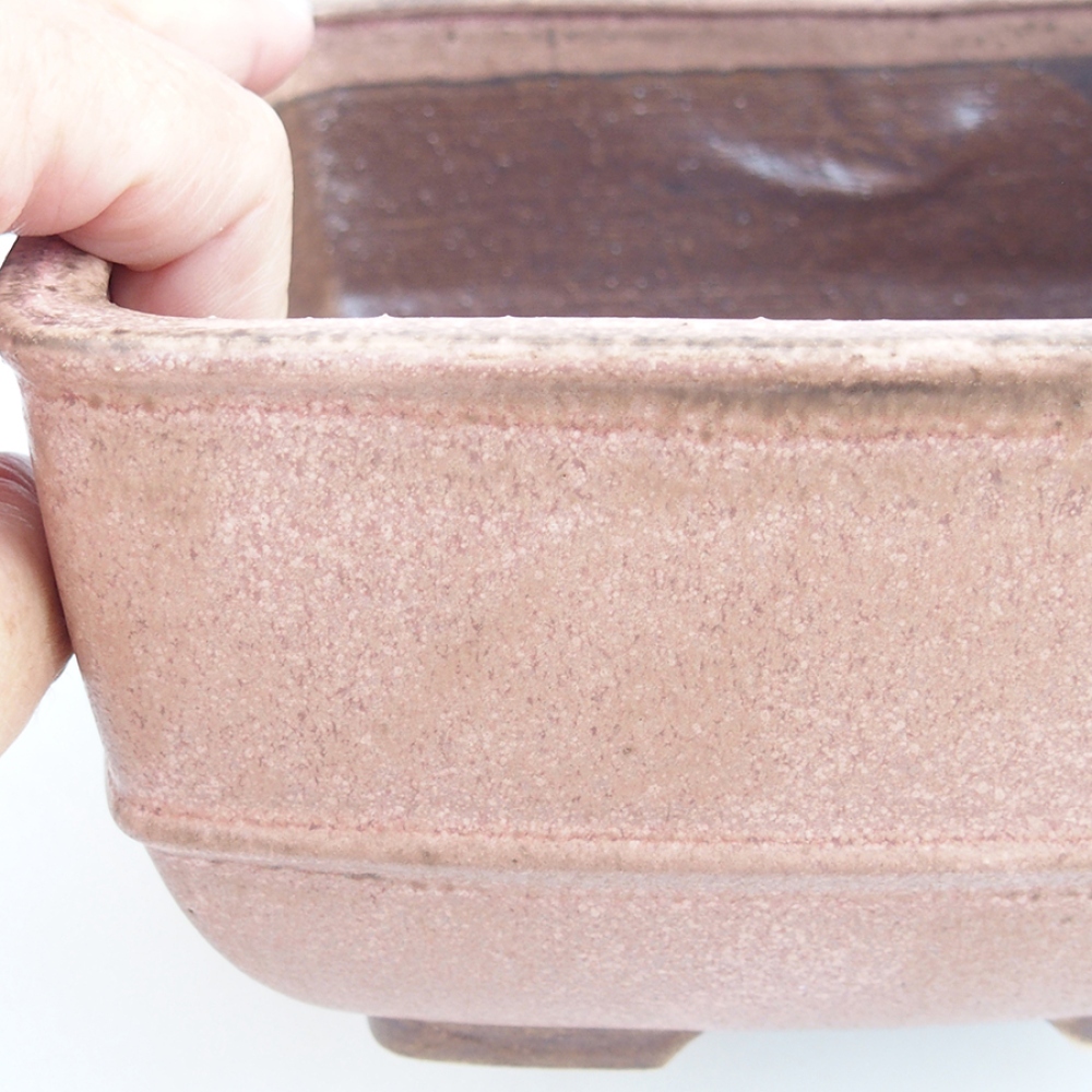 Ceramic bonsai bowl 16 x 16 x 9 cm, color pink