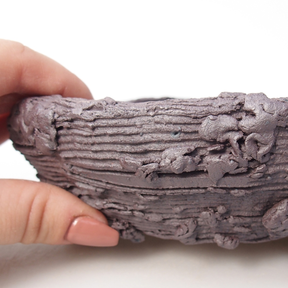 Ceramic bonsai bowl 16,5 x 16 x 5,5 cm, metal colour