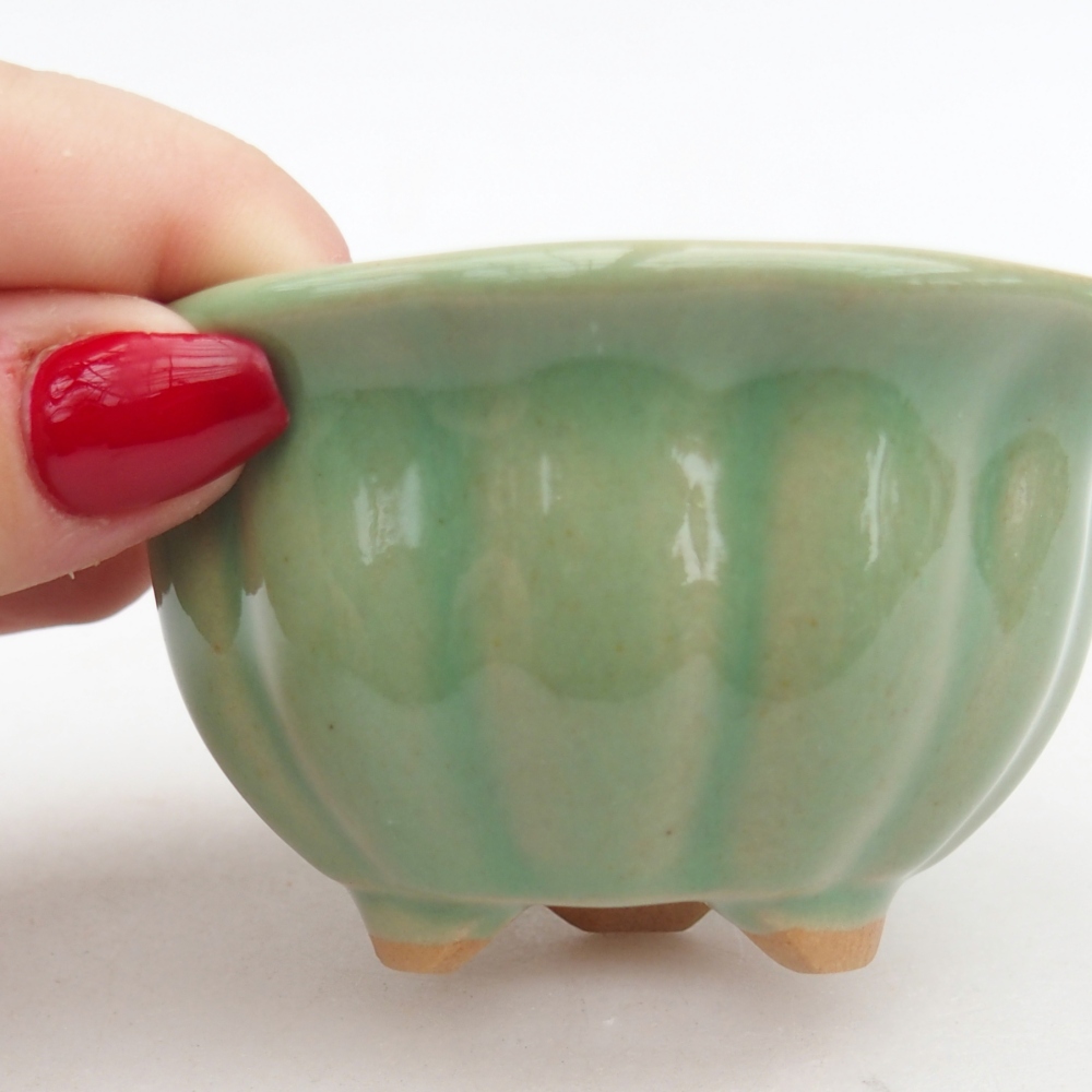 Ceramic bonsai bowl 8,5 x 8,5 x 4,5 cm, green