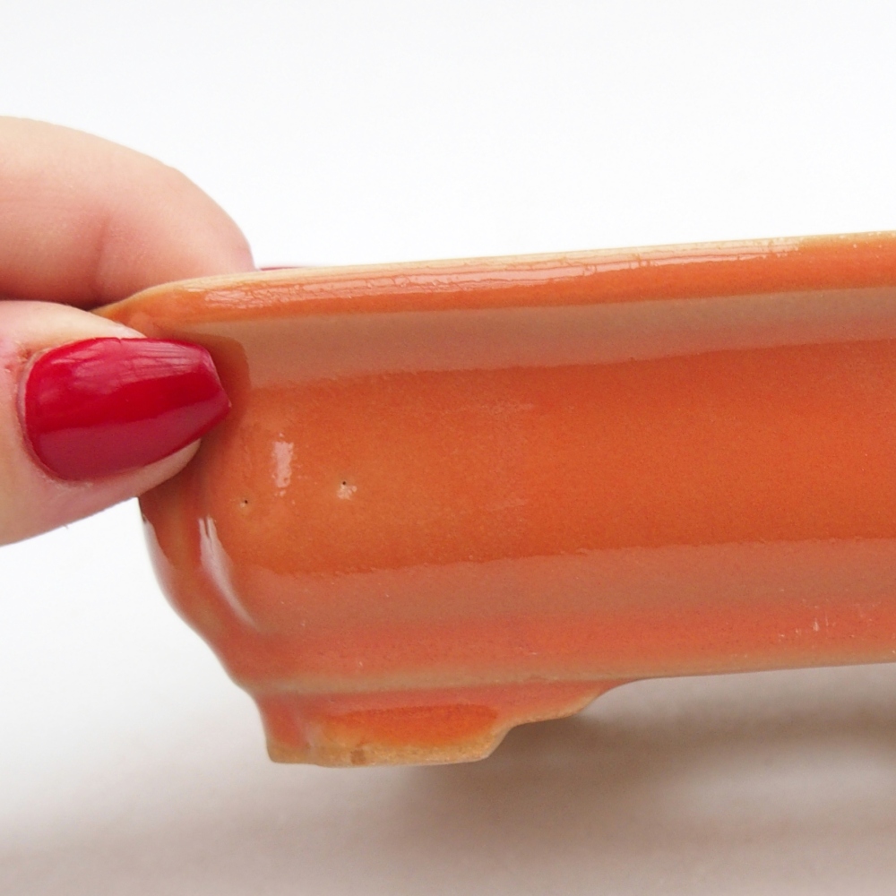 Ceramic bonsai bowl 14 x 11 x 4 cm, orange