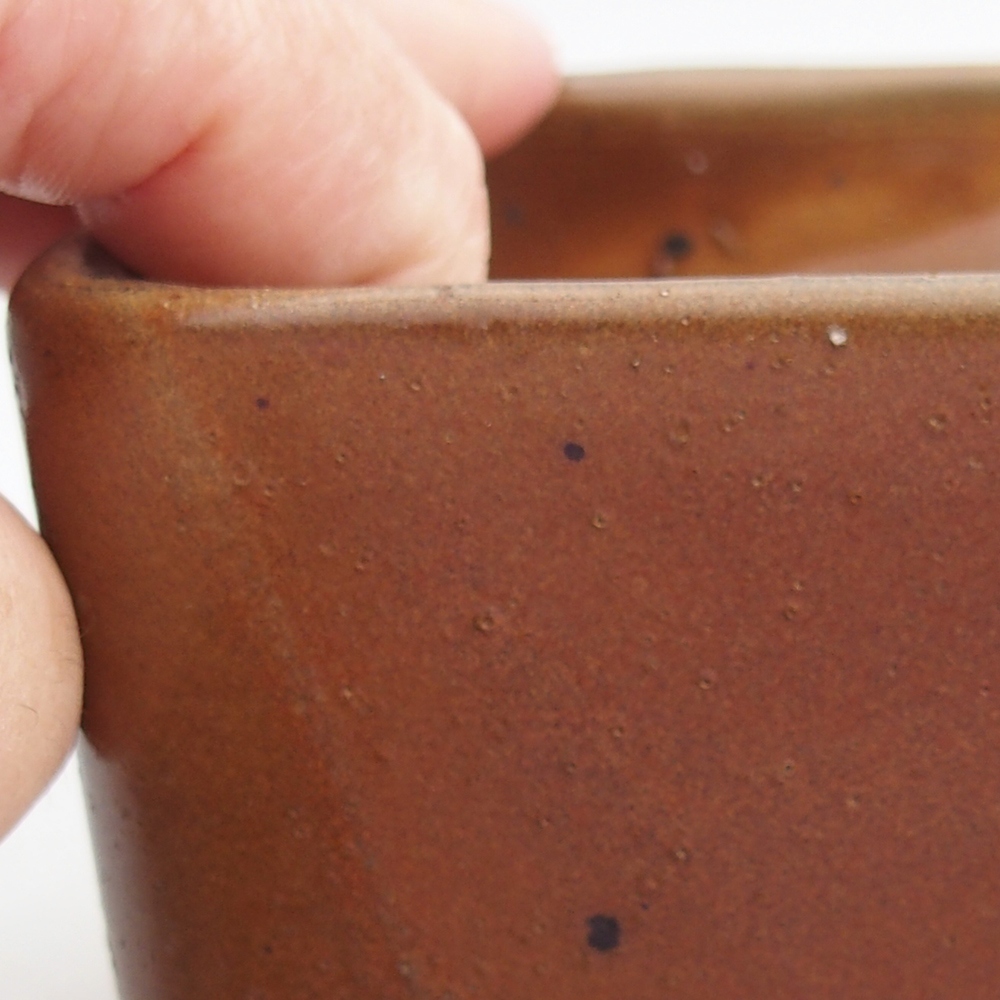 Ceramic bonsai bowl 10 x 10 x 8 cm, brown