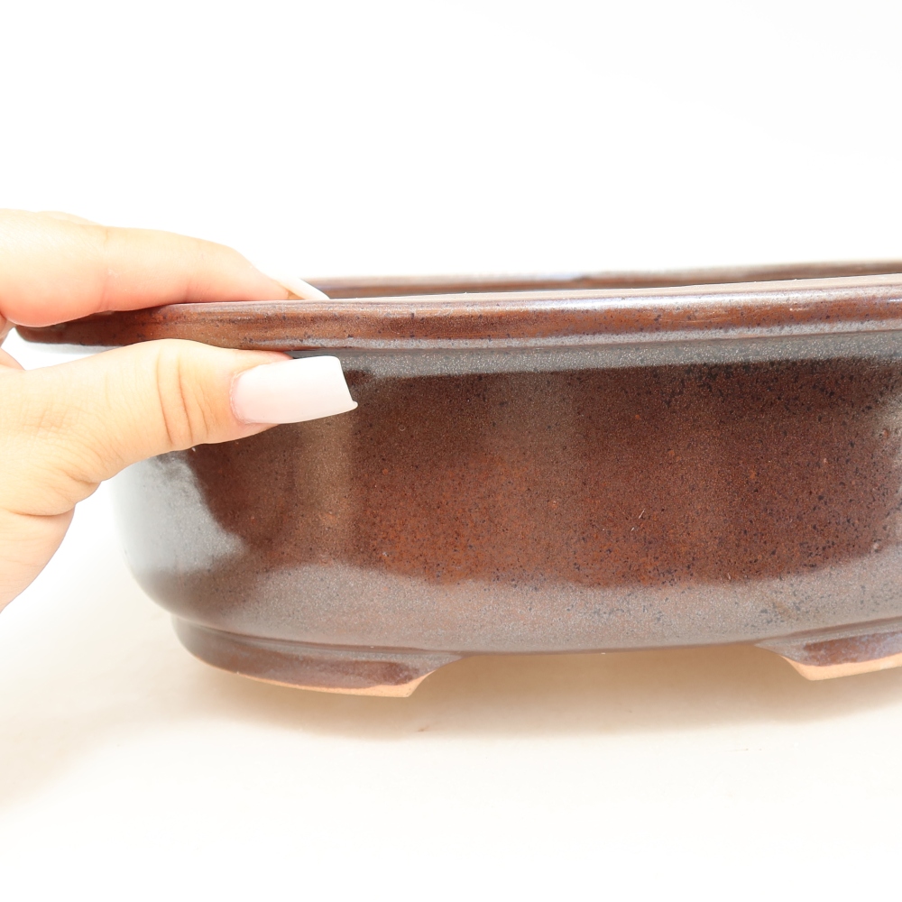 Ceramic bonsai bowl 26 x 22 x 8 cm, brown