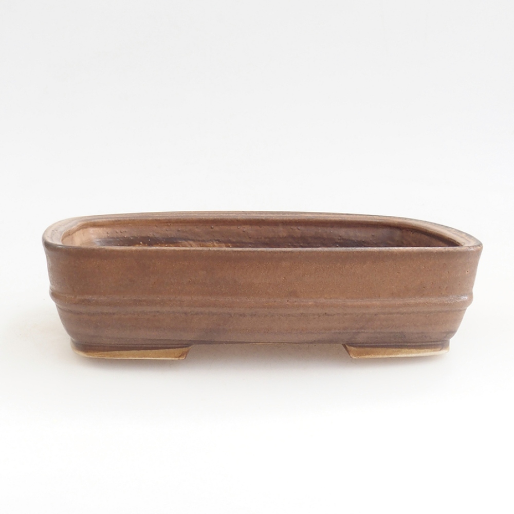 Ceramic bonsai bowl 21,5 x 17,5 x 5,5 cm, brown