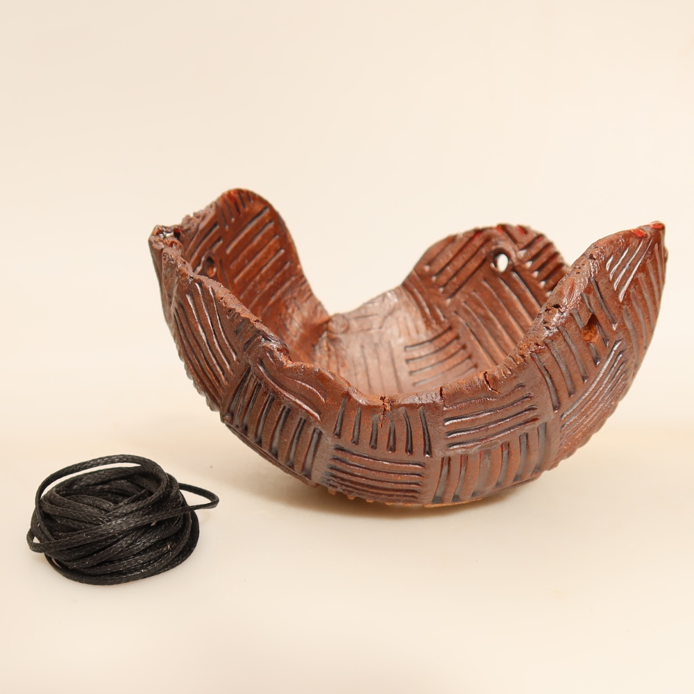 Ceramic Kokedama Pot, 12.5 x 12 x 7.5 cm, brown