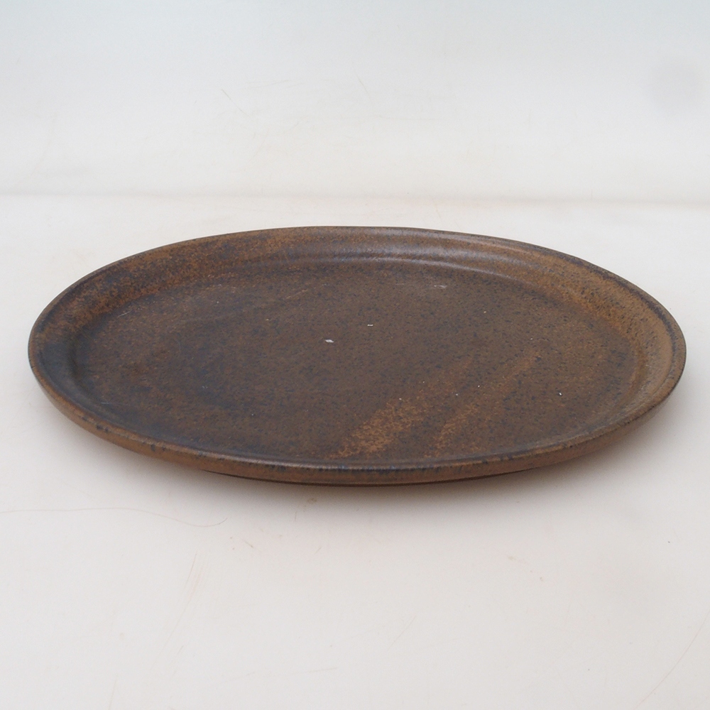 Bonsai bowl oval M - 22.5 x 18 x 1.5 cm - brown