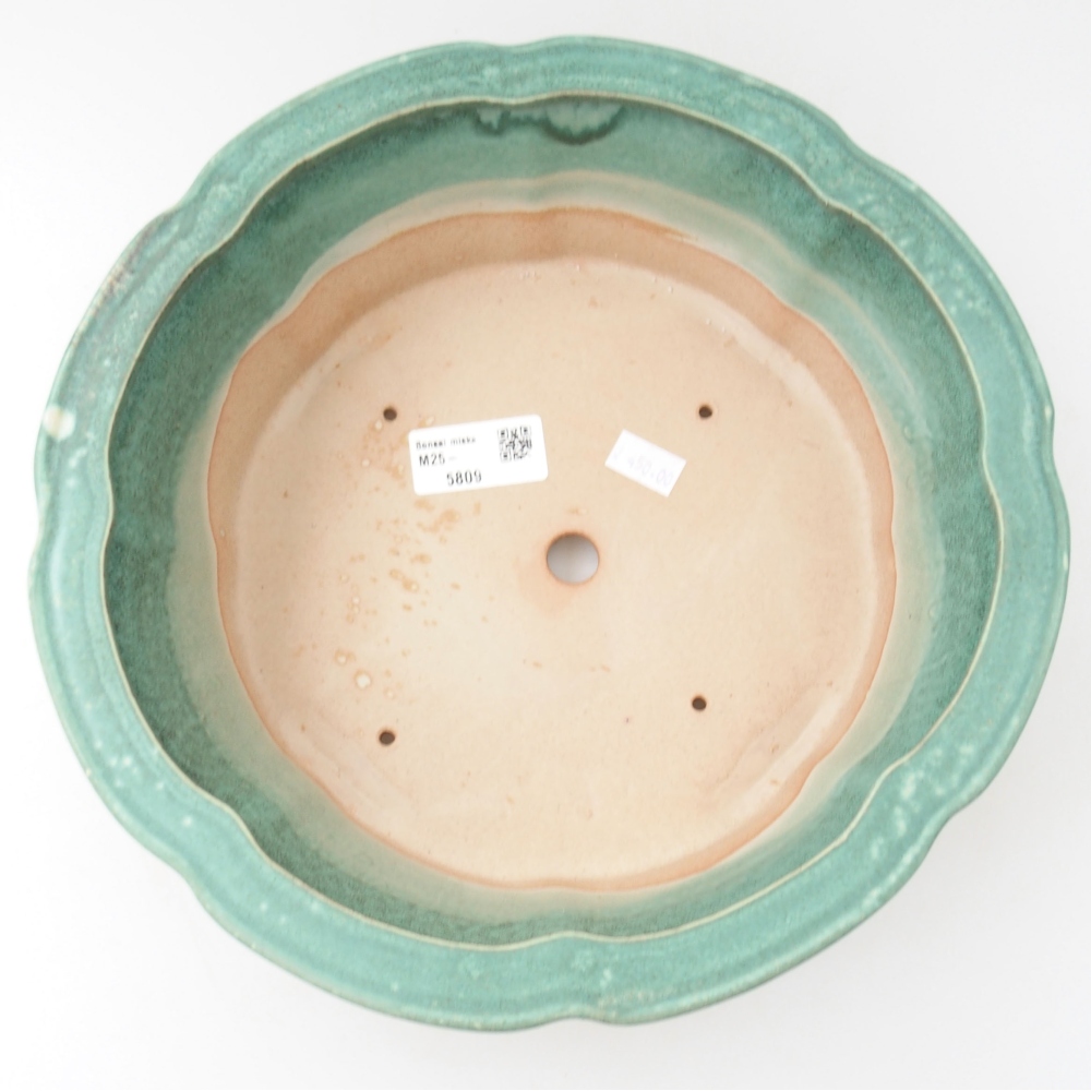 Ceramic bonsai bowl 26 x 26 x 8,5 cm, color green