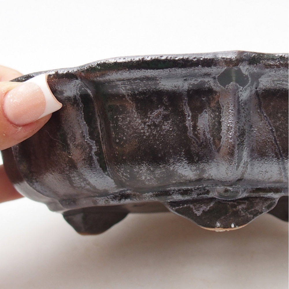 Ceramic bonsai bowl 18 x 18 x 5 cm, metallic green