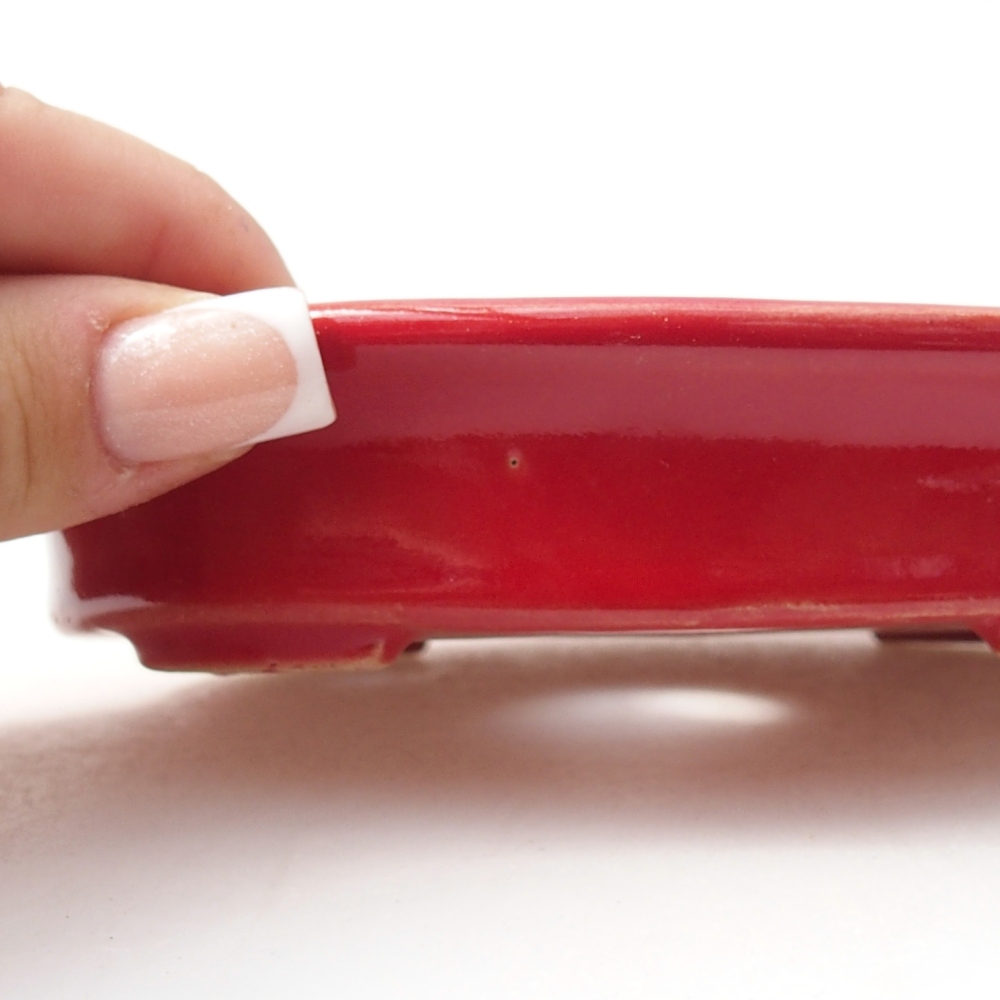 Ceramic bonsai bowl 13 x 10,5 x 3 cm, colour red
