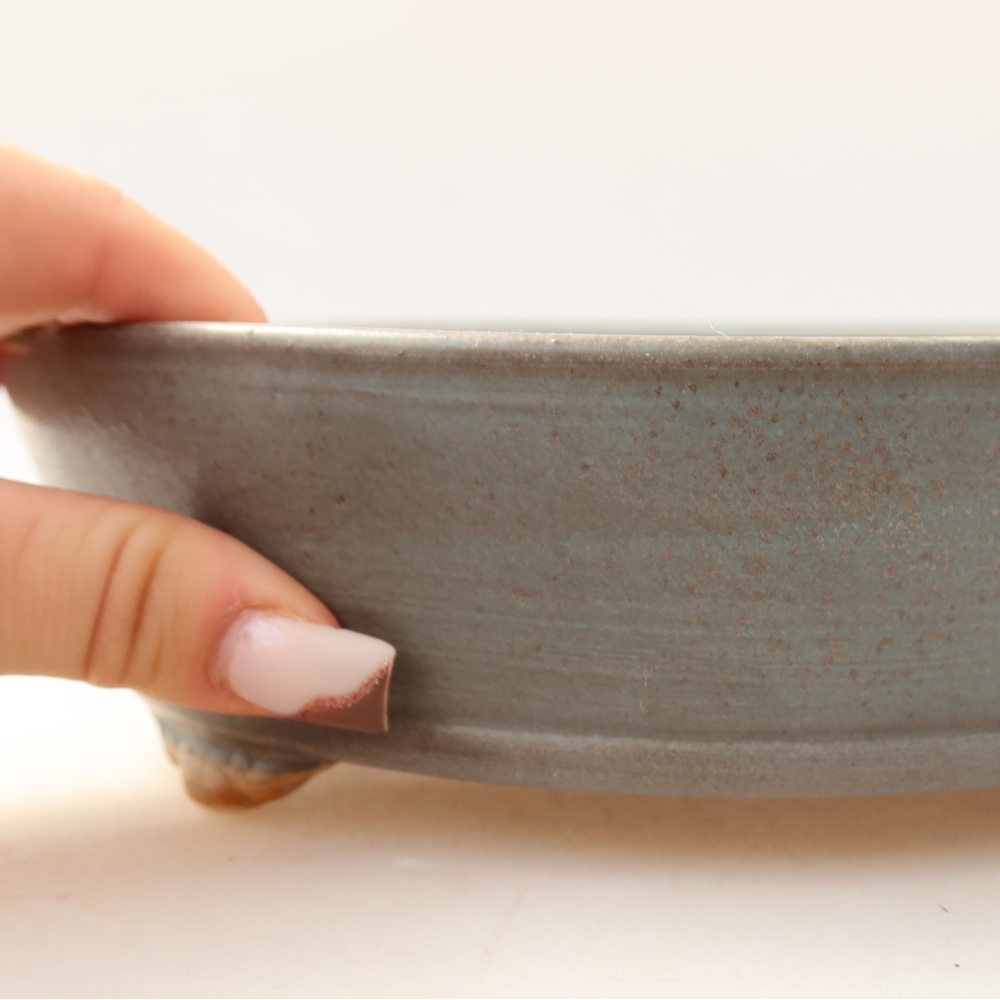 Ceramic bonsai pot, 21.5 x 21.5 x 6 cm, blue