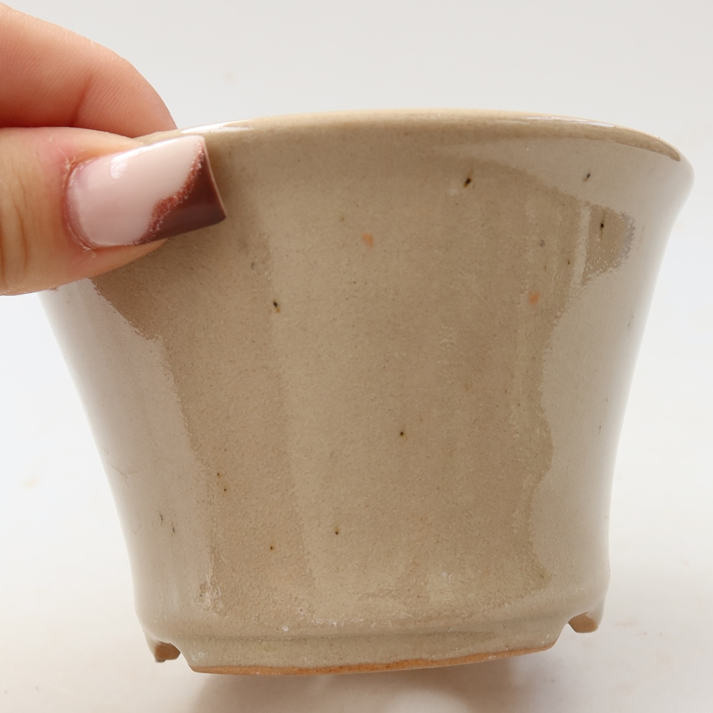 Ceramic bonsai pot, 11 x 11 x 7 cm, beige