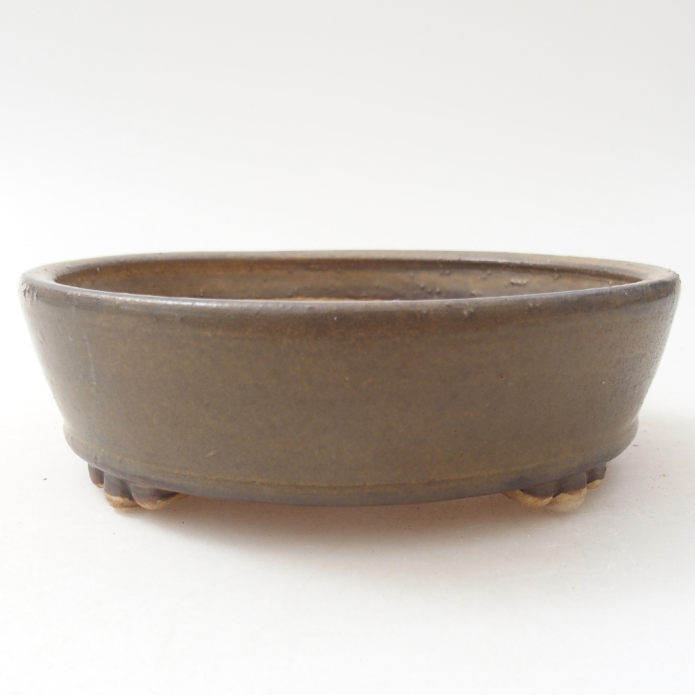Ceramic bonsai bowl 13,5 x 13,5 x 4 cm, brown
