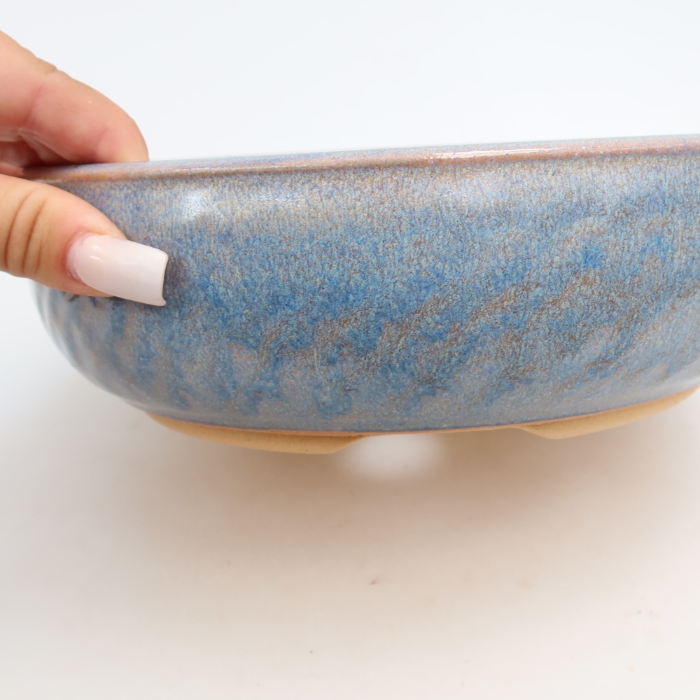 Ceramic bonsai pot, 21.5 x 21.5 x 6.5 cm, blue