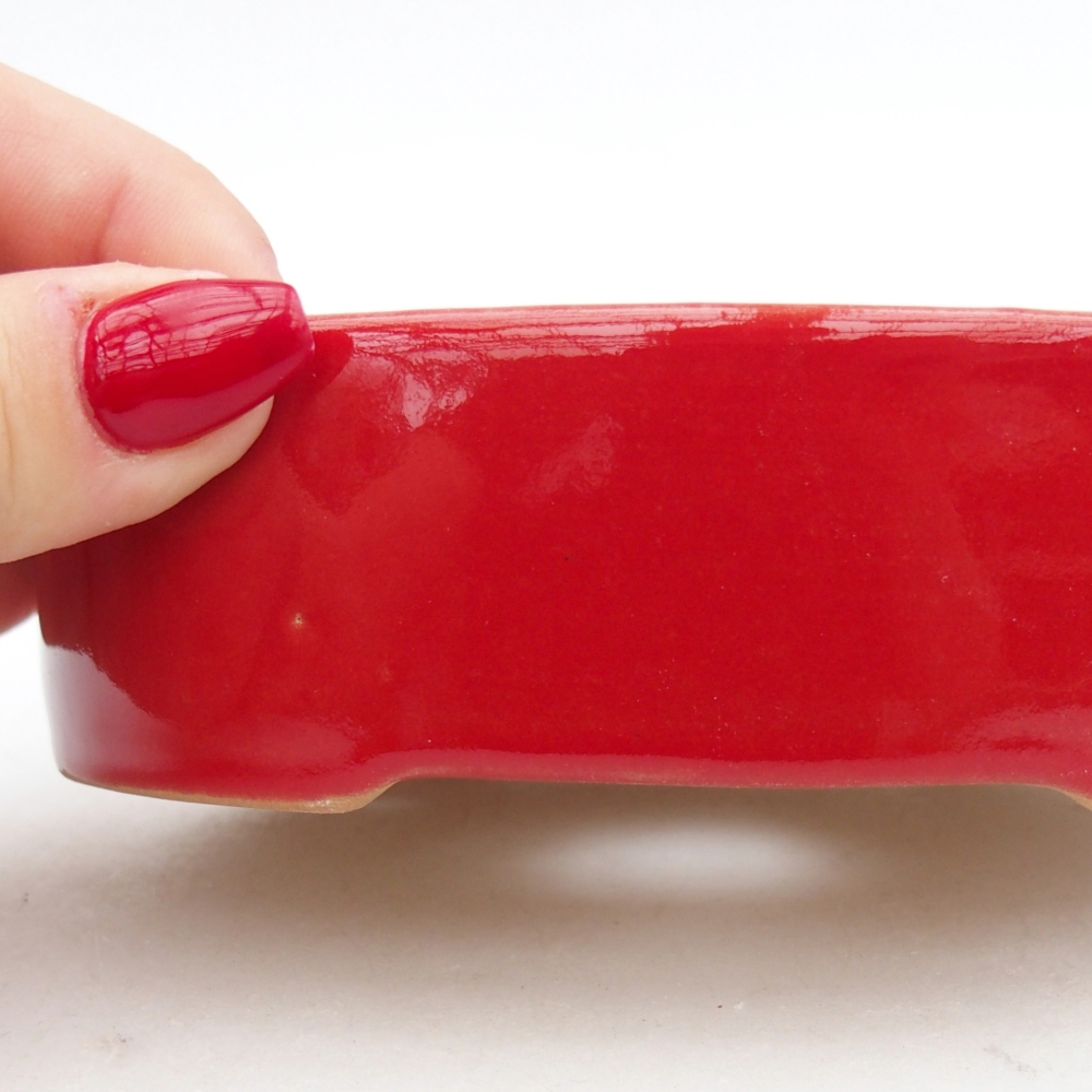 Ceramic bonsai bowl 12,5 x 10 x 3,5 cm, colour red