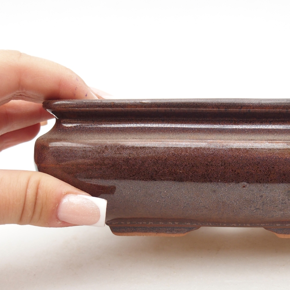 Ceramic bonsai bowl 15,5 x 15,5 x 6 cm, brown