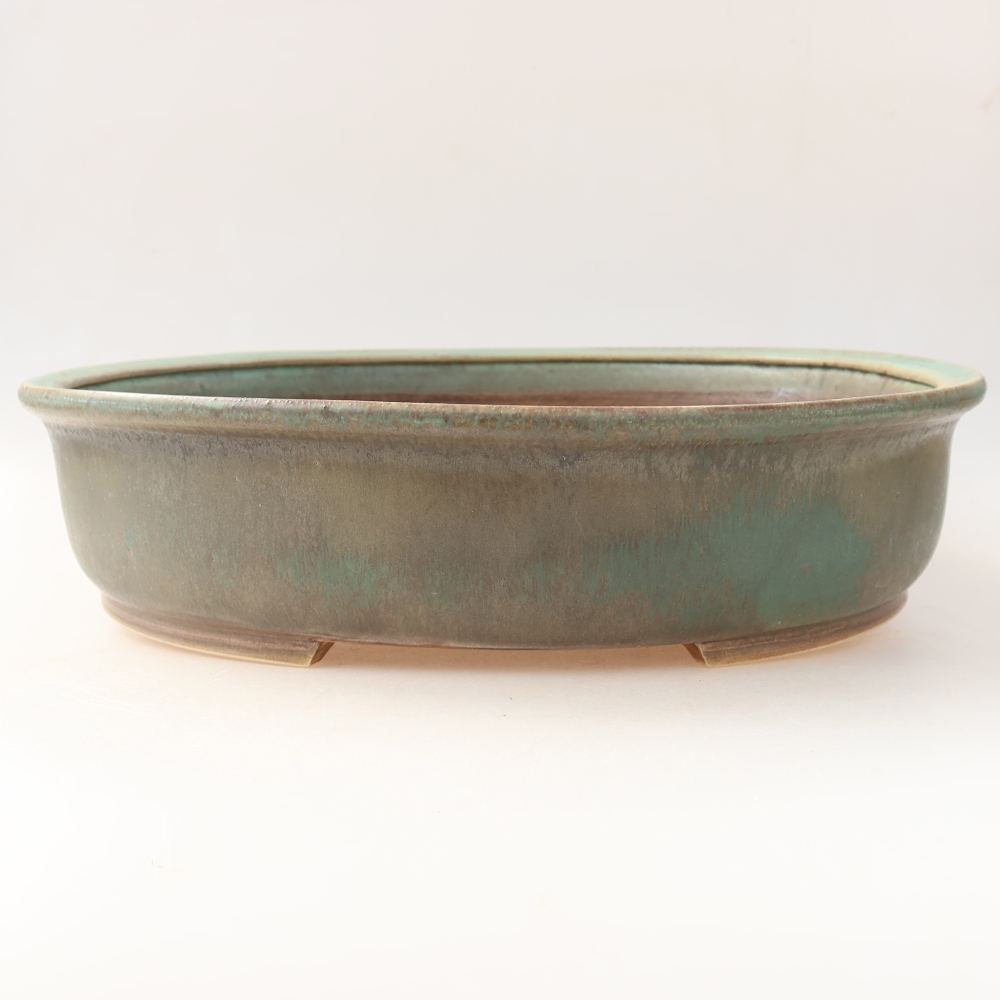 Ceramic bonsai pot, 31 x 27 x 7.5 cm, green