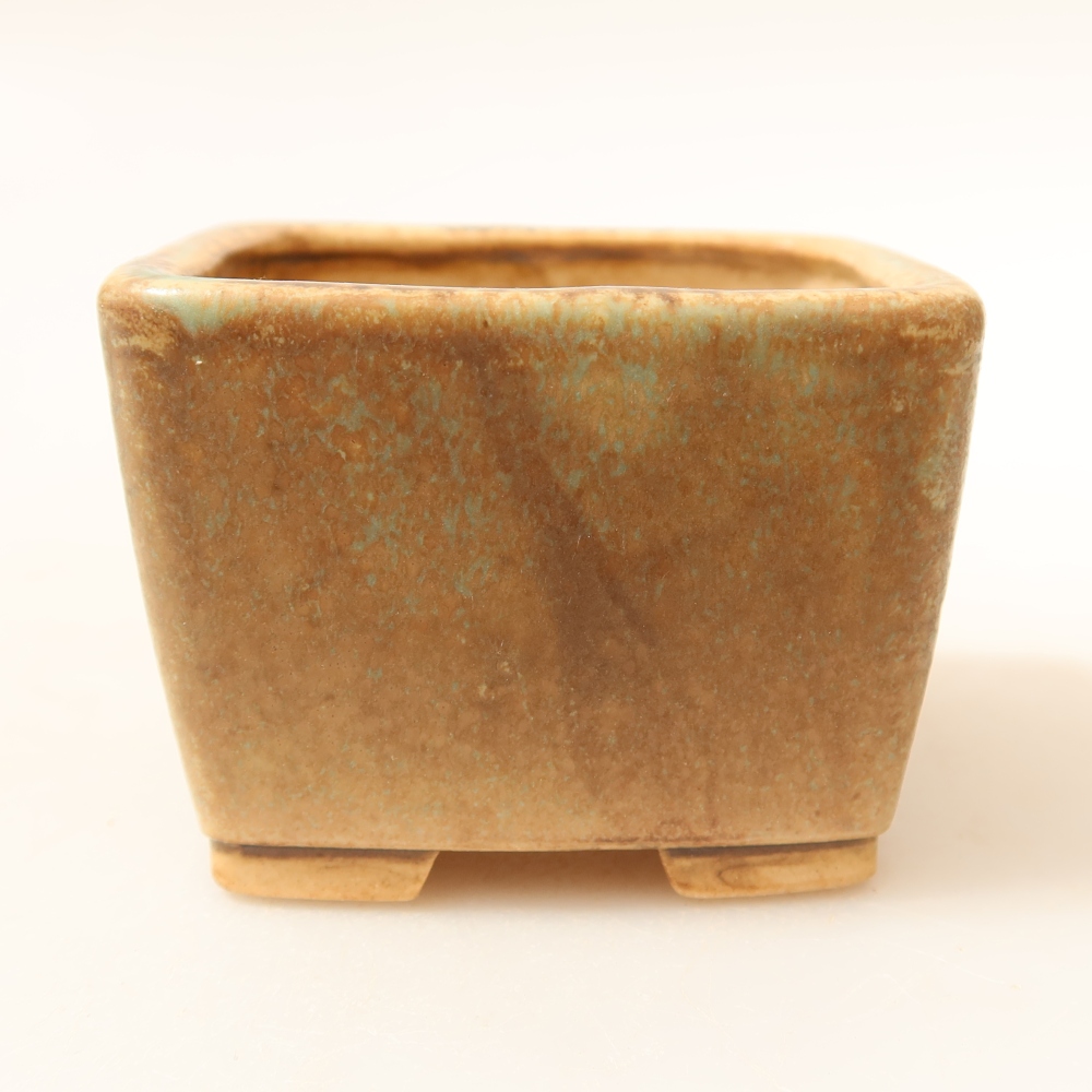Ceramic bonsai pot, 6.5 x 6.5 x 4.5 cm, green