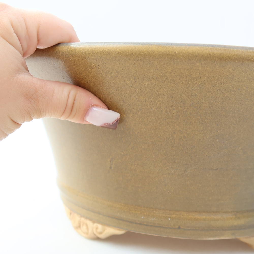Ceramic bonsai pot, 29 x 29 x 12.5 cm, brown