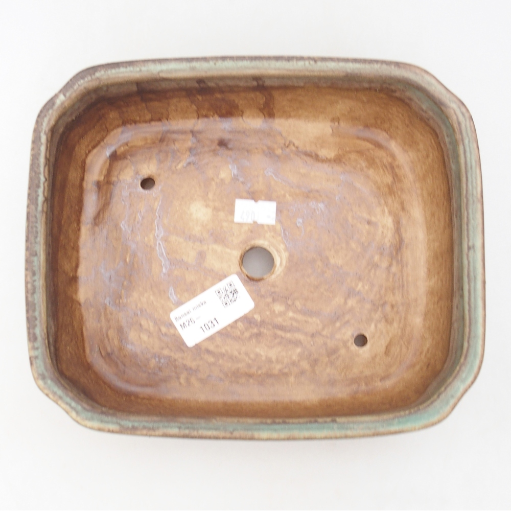 Ceramic bonsai bowl 21 x 18 x 6 cm, green