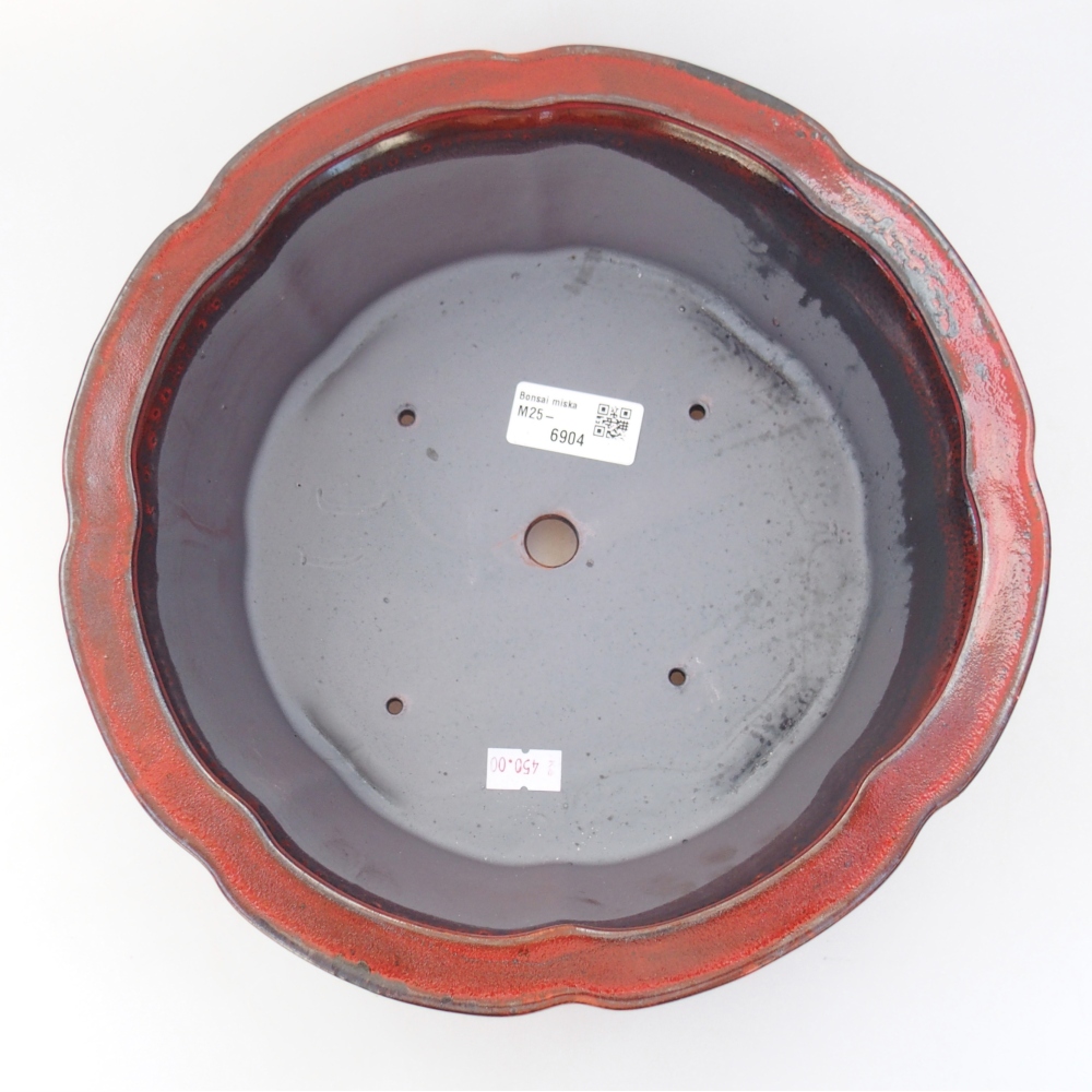 Ceramic bonsai bowl 26 x 26 x 8 cm, colour red