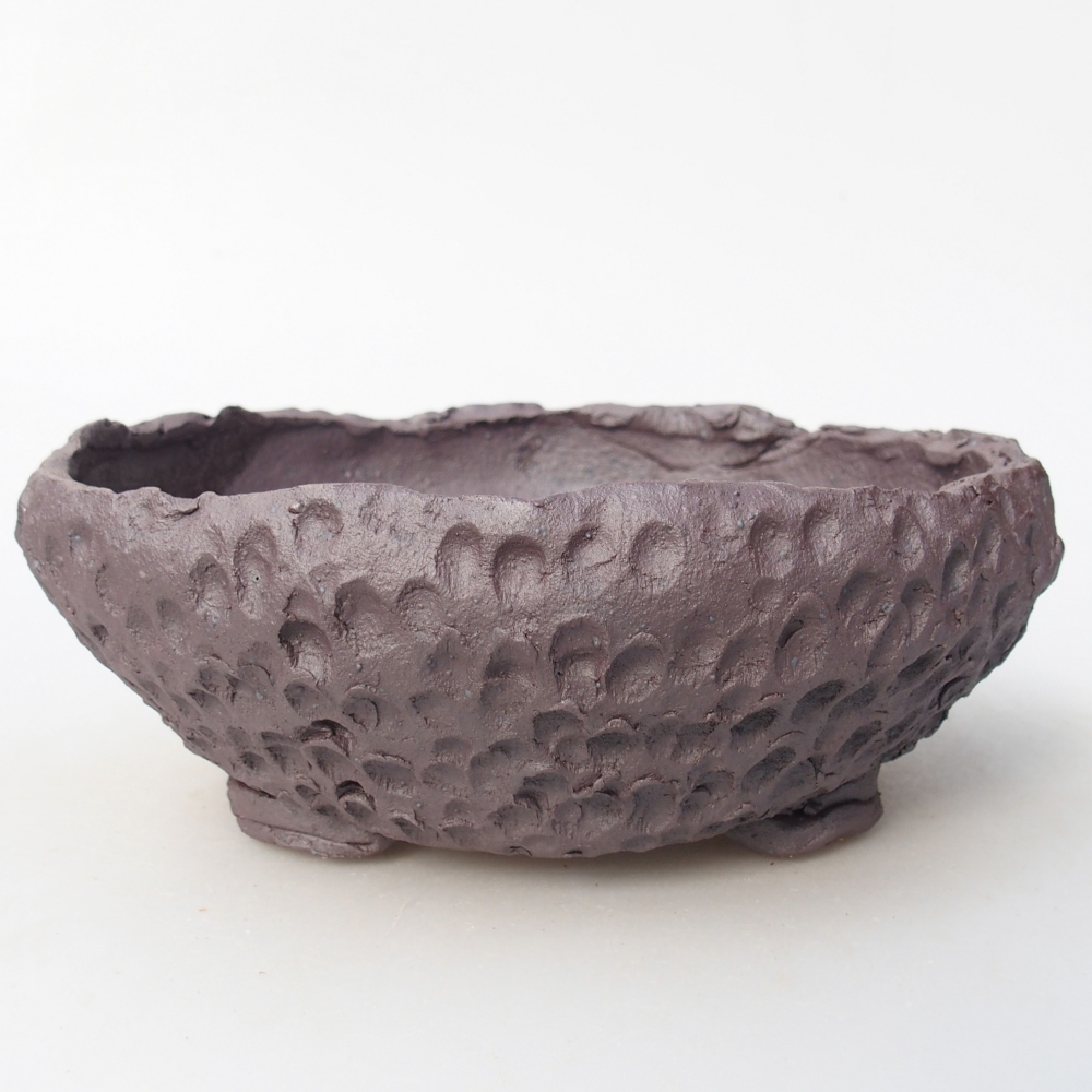 Ceramic bonsai bowl 18 x 17 x 6 cm, metal colour